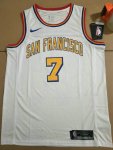 NBA 7 Paschall San Francisco Maillot blanc avec sponor logo imprimé